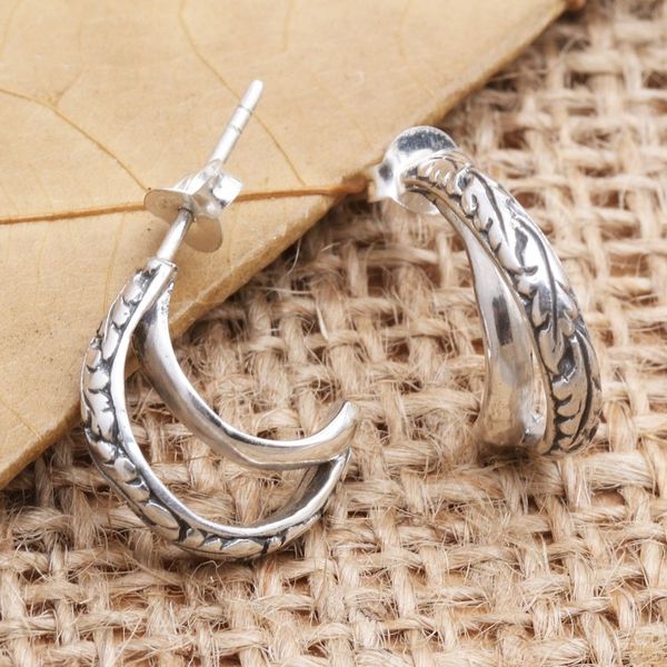 Alternate image for Sterling Silver Leaf-Motif Drop Earrings Cashew Leaves