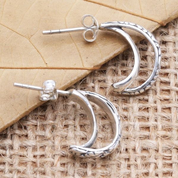 Alternate image for Sterling Silver Leaf-Motif Drop Earrings Cashew Leaves