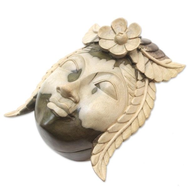 Alternate image for Artisan Crafted Hibiscus Wood Decorative Box Lady Rose