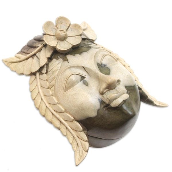 Alternate image for Artisan Crafted Hibiscus Wood Decorative Box Lady Rose