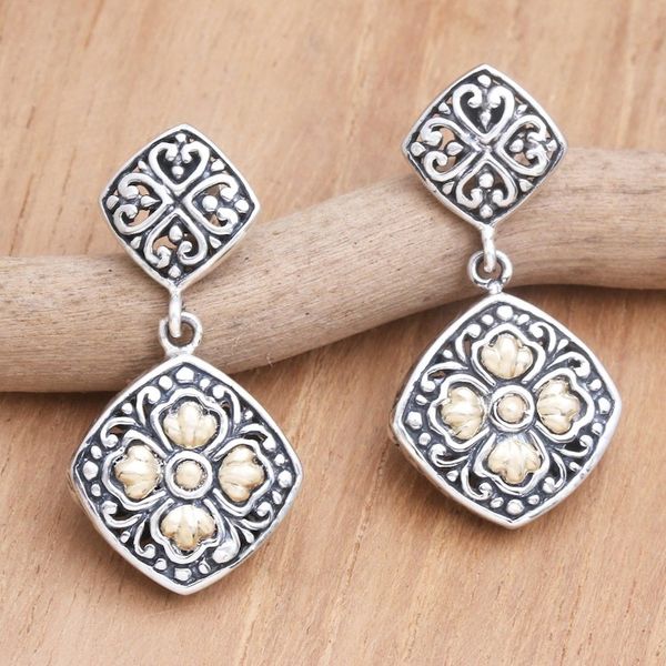 Alternate image for Gold-Accented Sterling Silver Dangle Earrings Daytime Flower