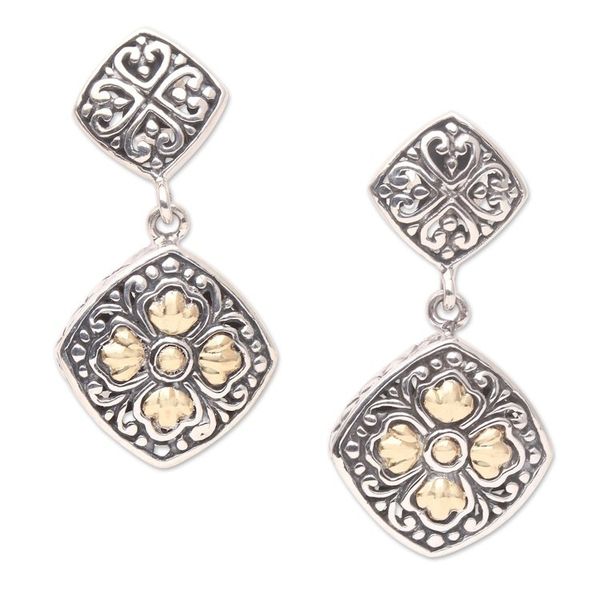 Alternate image for Gold-Accented Sterling Silver Dangle Earrings Daytime Flower