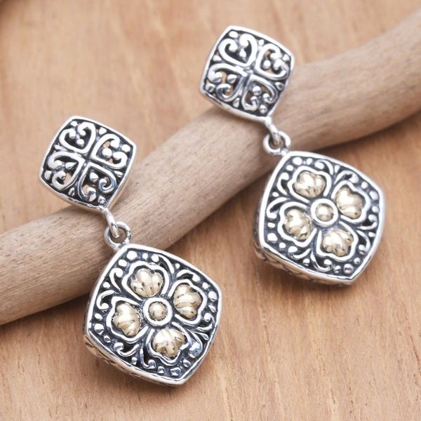 Alternate image for Gold-Accented Sterling Silver Dangle Earrings Daytime Flower
