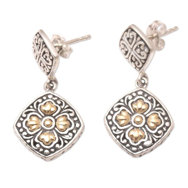 Alternate image for Gold-Accented Sterling Silver Dangle Earrings Daytime Flower