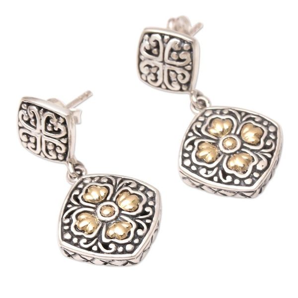 Alternate image for Gold-Accented Sterling Silver Dangle Earrings Daytime Flower