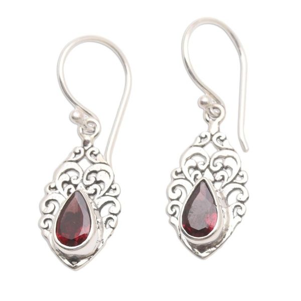 Alternate image for Handmade Sterling Silver and Garnet Dangle Earrings Berry Jam