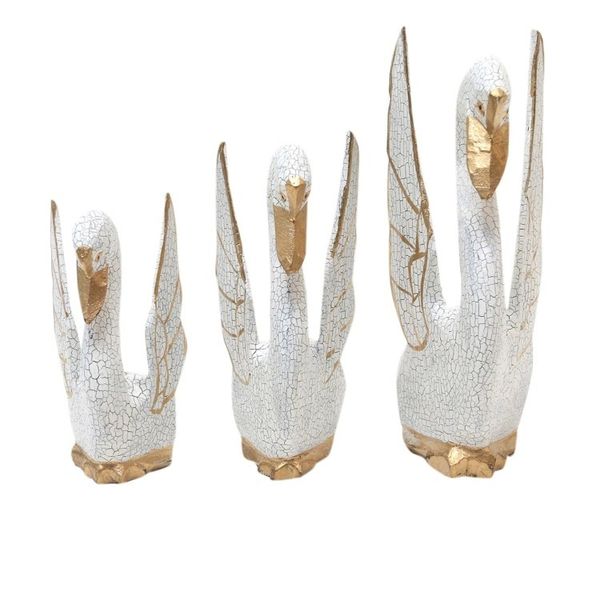 Alternate image for Crackled Finish Swan Statuettes from Bali Set of 3 Graceful Trio