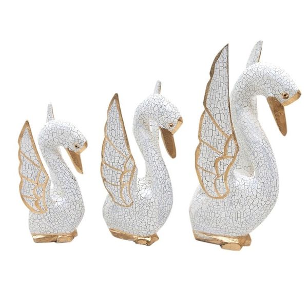 Alternate image for Crackled Finish Swan Statuettes from Bali Set of 3 Graceful Trio