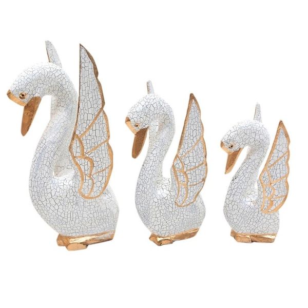 Alternate image for Crackled Finish Swan Statuettes from Bali Set of 3 Graceful Trio