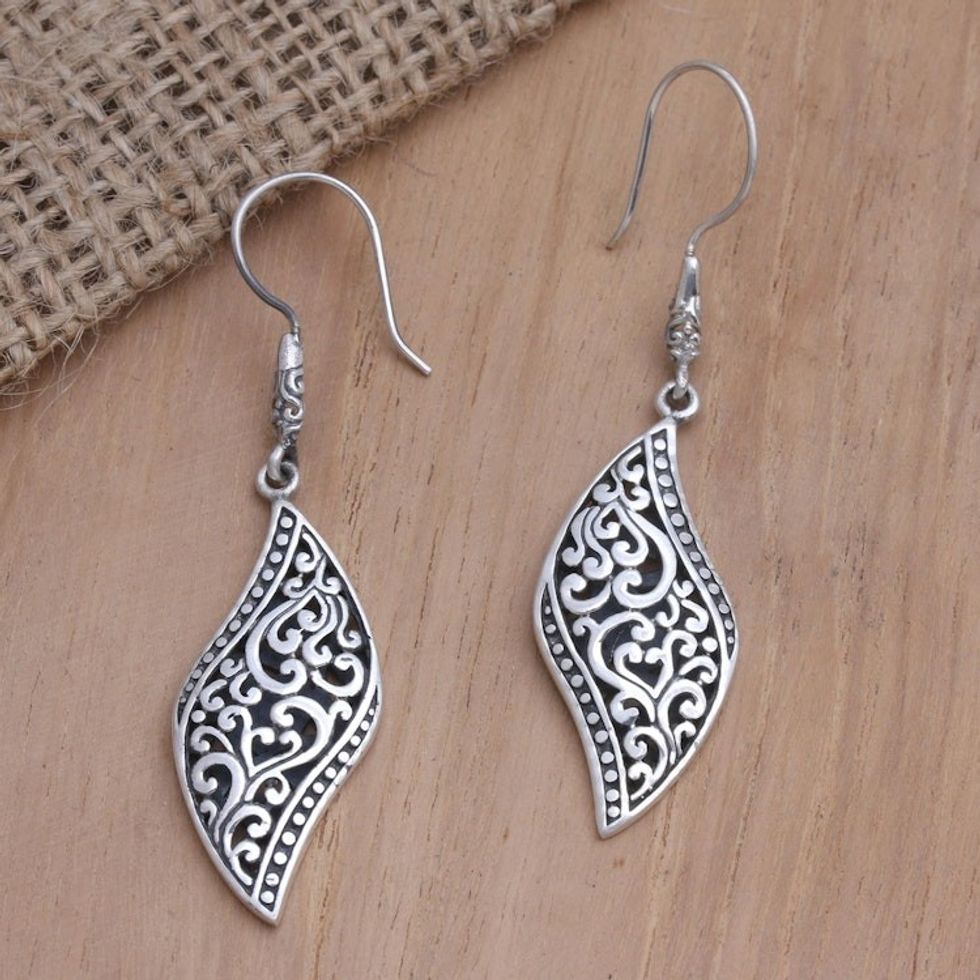 Handcrafted Sterling Silver Dangle Earrings 'Anywhere, Anytime'