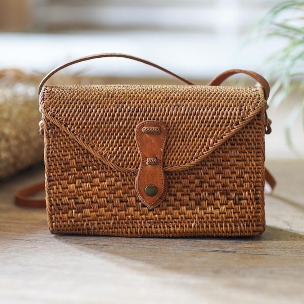 Hand Crafted Bamboo Sling Bag from Bali 'Uluwatu Vacation'