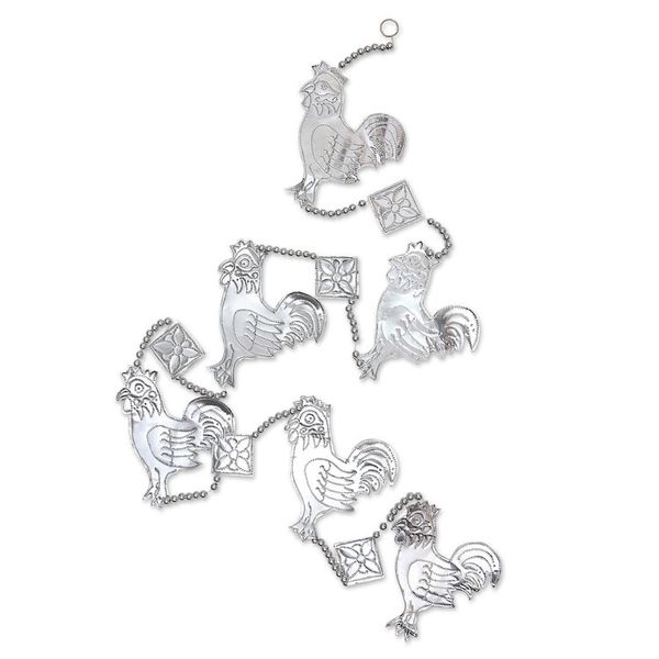 Alternate image for Aluminum Rooster-Themed Holiday Garland Set of 4 Farm Rooster