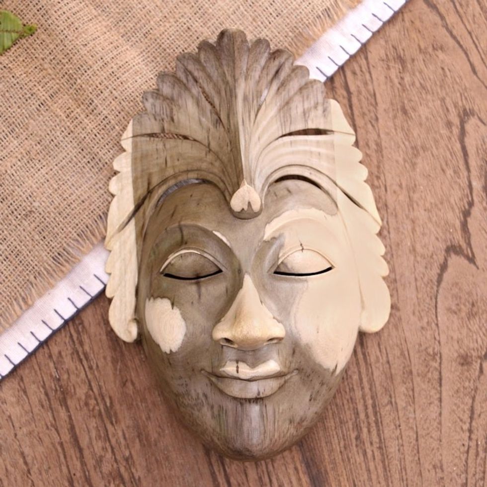 Hand Carved Balinese Hibiscus Wood Mask 'Balinese Masque'