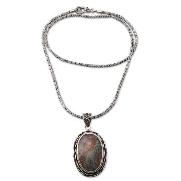 Alternate image for Handmade Agate and Sterling Silver Pendant Necklace Supernatural Charm
