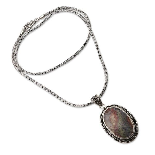 Alternate image for Handmade Agate and Sterling Silver Pendant Necklace Supernatural Charm