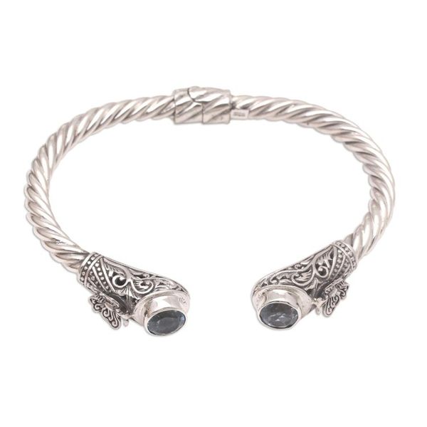 Alternate image for Blue Topaz and Sterling Silver Cuff Bracelet Butterfly Nest in Blue