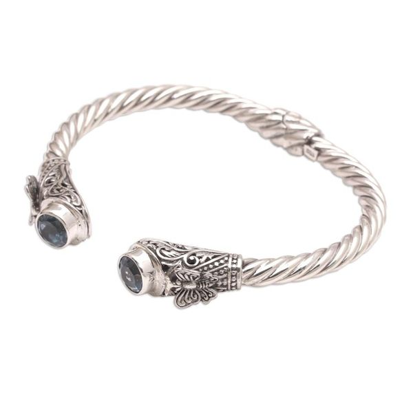 Alternate image for Blue Topaz and Sterling Silver Cuff Bracelet Butterfly Nest in Blue