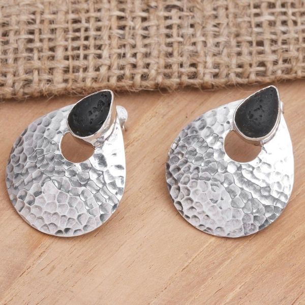 Alternate image for Lava Stone and Sterling Silver Drop Earrings Opulent Drop