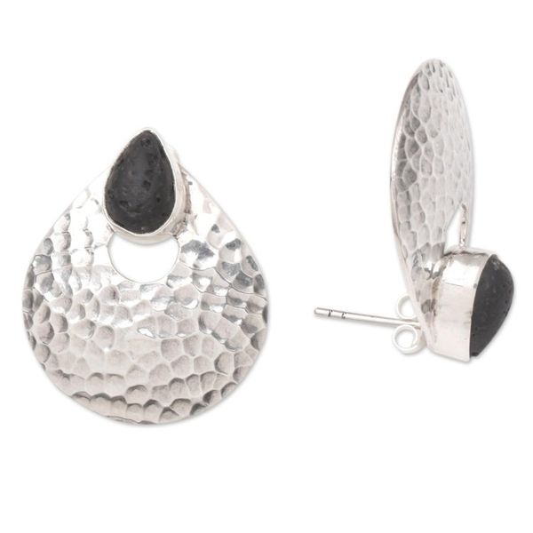 Alternate image for Lava Stone and Sterling Silver Drop Earrings Opulent Drop