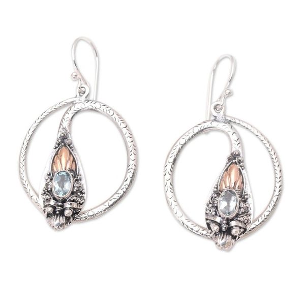 Alternate image for Gold-Accented and Blue Topaz Snake Dangle Earrings Snake Circle