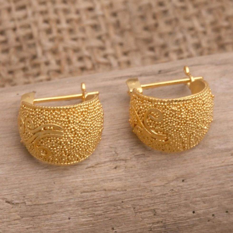 Handmade Gold-Plated Sterling Silver Drop Earrings 'Youth Eternal'