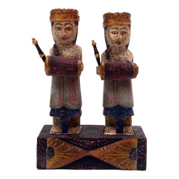 Alternate image for Hand Crafted Albesia Wood Statuette Beleganjur Music
