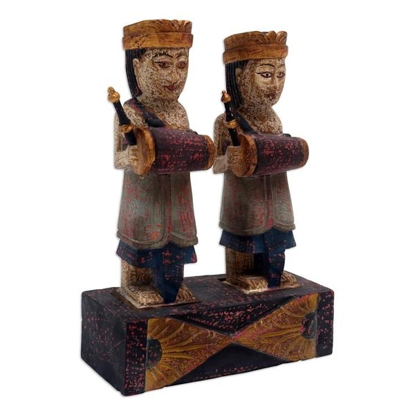 Alternate image for Hand Crafted Albesia Wood Statuette Beleganjur Music