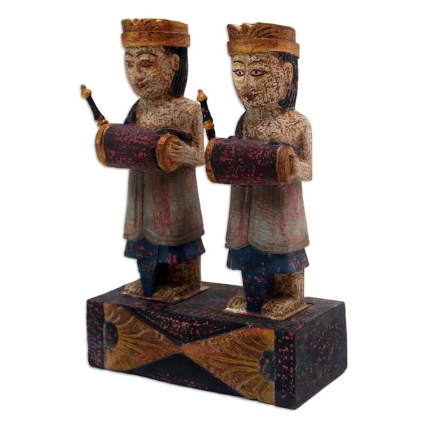 Alternate image for Hand Crafted Albesia Wood Statuette Beleganjur Music