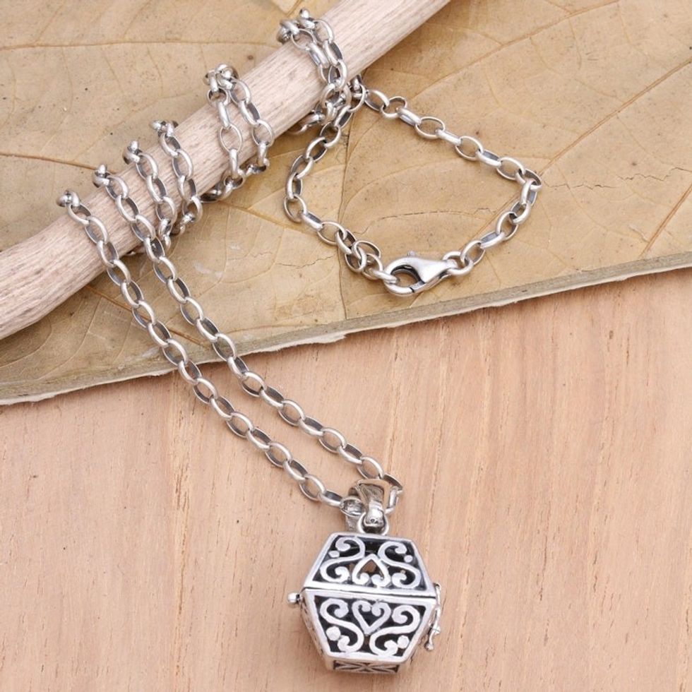 Hand Crafted Sterling Silver Locket Necklace 'Close By'