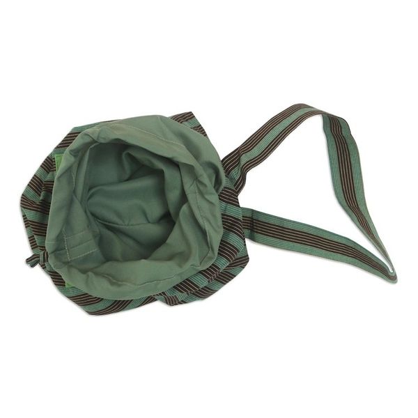Alternate image for Green Ikat Cotton Yoga Mat Carrier from Java Large Striped Mandala