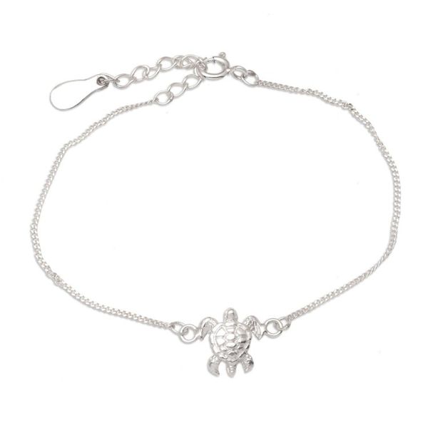 Alternate image for Sterling Silver Pendant Bracelet with Turtle Motif Turtle Beach