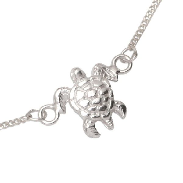 Alternate image for Sterling Silver Pendant Bracelet with Turtle Motif Turtle Beach
