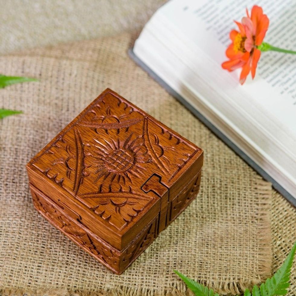 Handmade Wood Puzzle Box from Bali 'First Sunset'
