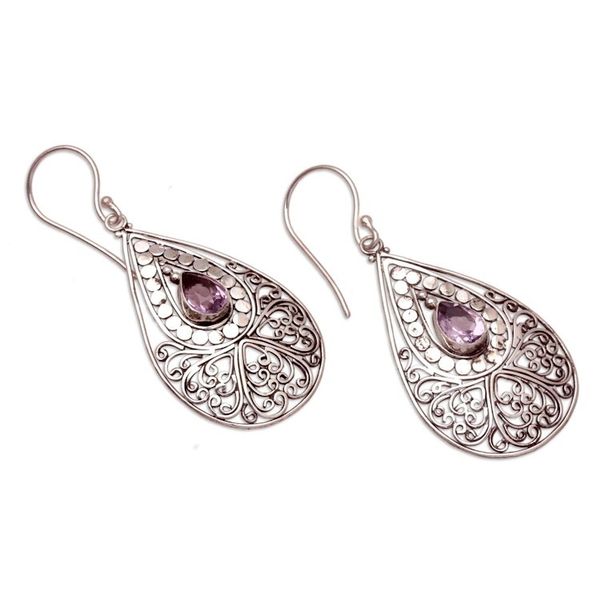 Alternate image for Amethyst and Sterling Silver Dangle Earrings from Bali Mixed Feelings