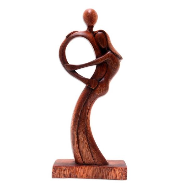 Alternate image for Hand Made Figurative Suar Wood Statuette Hug Me