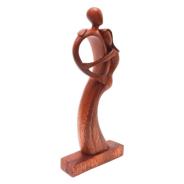 Alternate image for Hand Made Figurative Suar Wood Statuette Hug Me