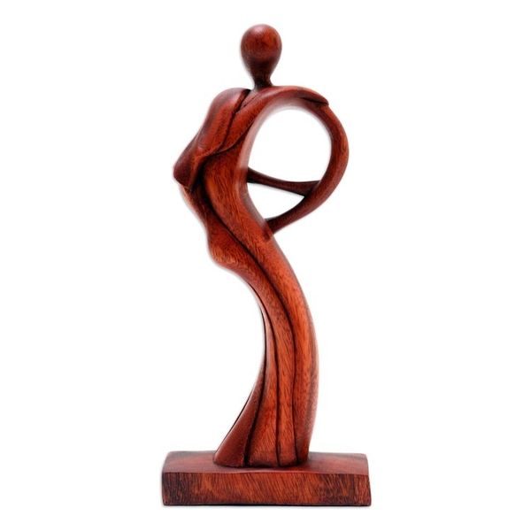 Alternate image for Hand Made Figurative Suar Wood Statuette Hug Me