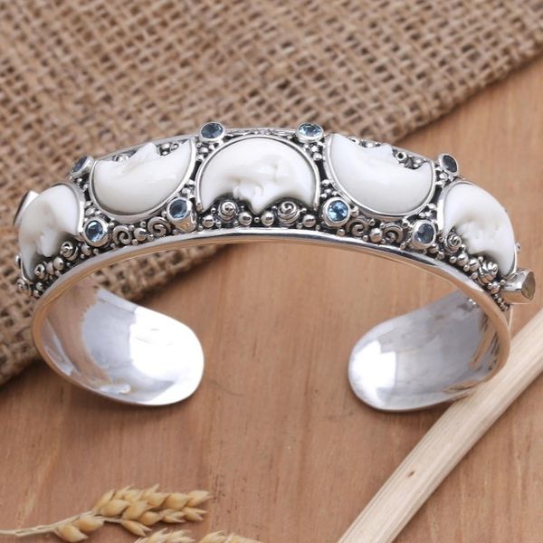 Alternate image for Blue Topaz and Citrine Cuff Bracelet Moonlit Night