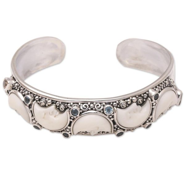 Alternate image for Blue Topaz and Citrine Cuff Bracelet Moonlit Night