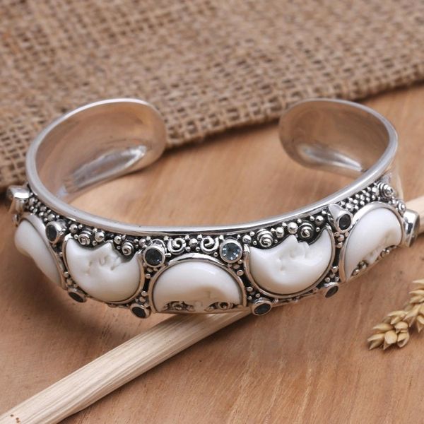 Alternate image for Blue Topaz and Citrine Cuff Bracelet Moonlit Night
