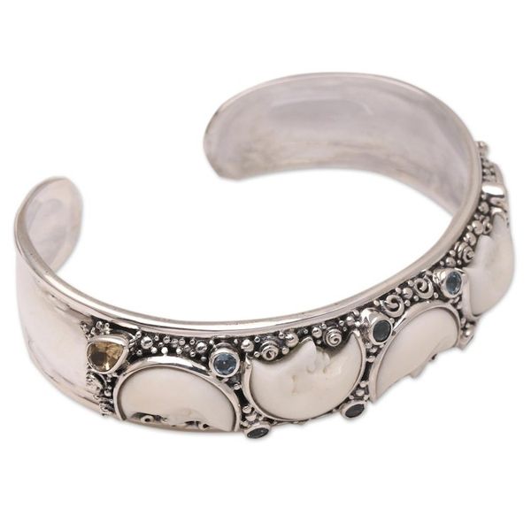 Alternate image for Blue Topaz and Citrine Cuff Bracelet Moonlit Night