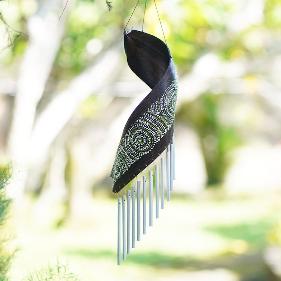 Handmade Coconut Fiber Wind Chime from Bali 'Mandala Music'