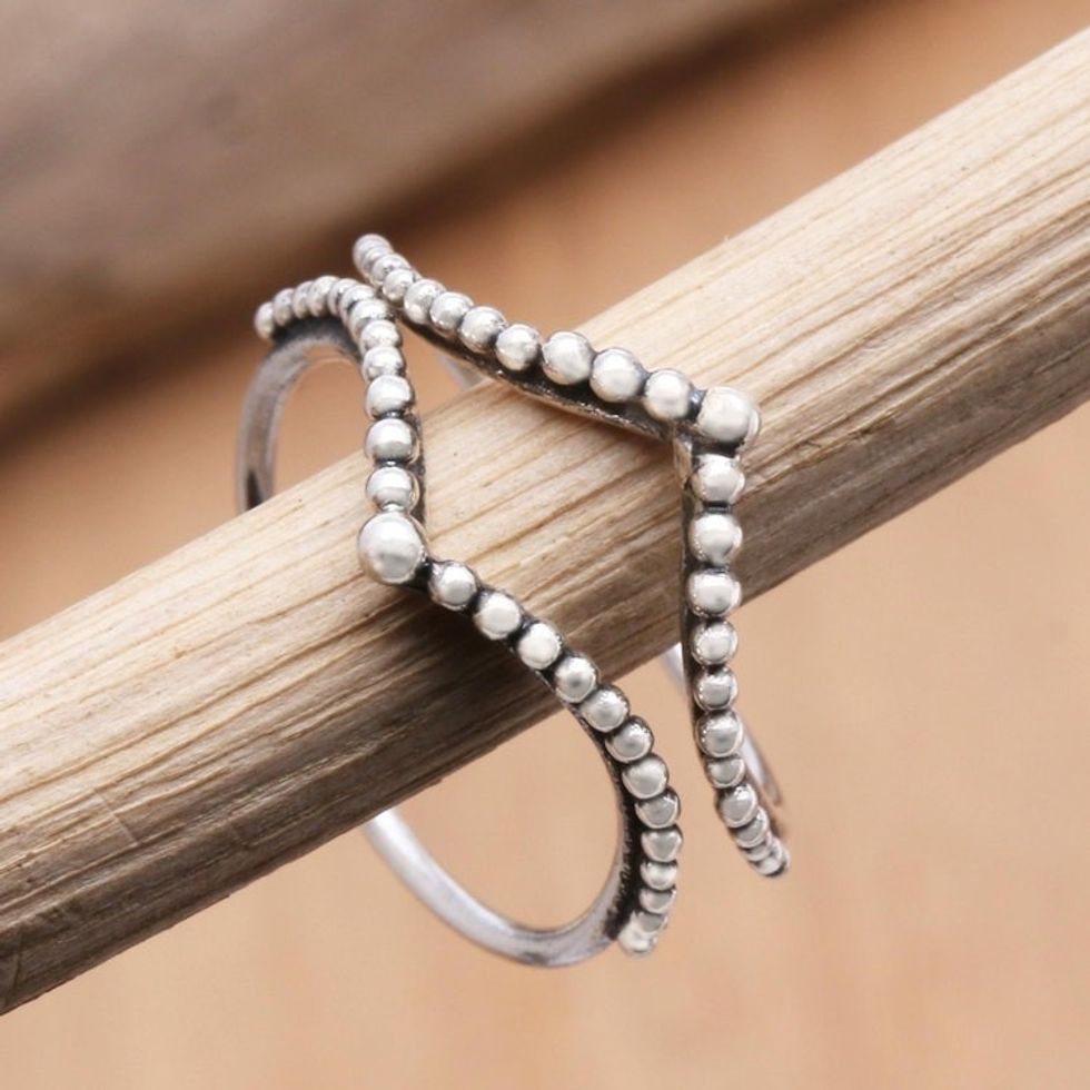 Handmade Sterling Silver Stacking Rings Pair 'Unguarded Moment'