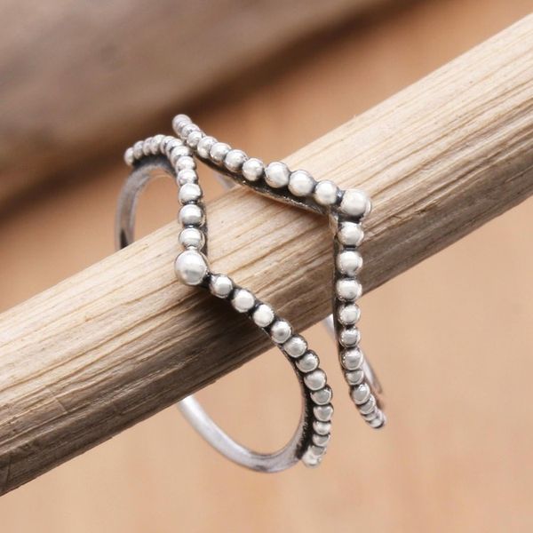 Alternate image for Handmade Sterling Silver Stacking Rings Pair Unguarded Moment