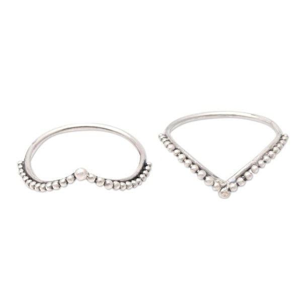 Alternate image for Handmade Sterling Silver Stacking Rings Pair Unguarded Moment