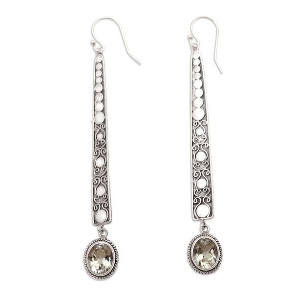 Alternate image for Hand Made Prasiolite and Sterling Silver Dangle Earrings Calm Ocean