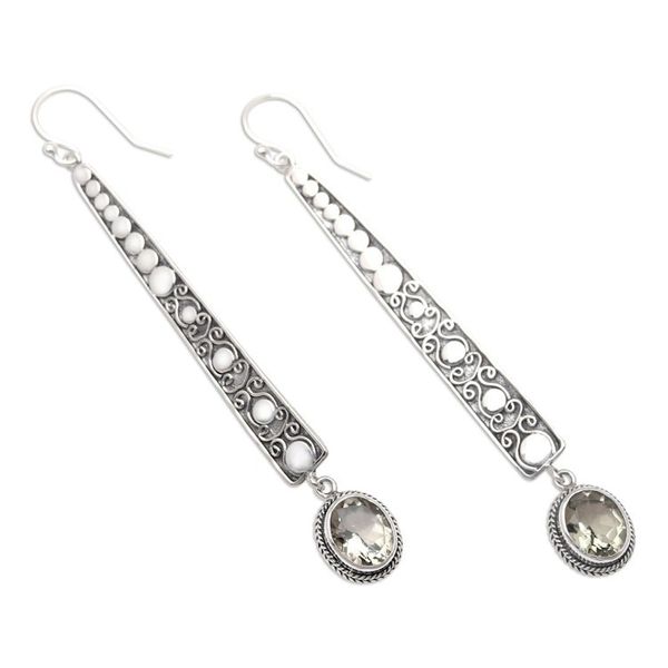 Alternate image for Hand Made Prasiolite and Sterling Silver Dangle Earrings Calm Ocean