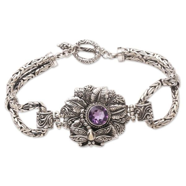 Alternate image for Gold-Accented Amethyst Pendant Bracelet Royal Dragonfly