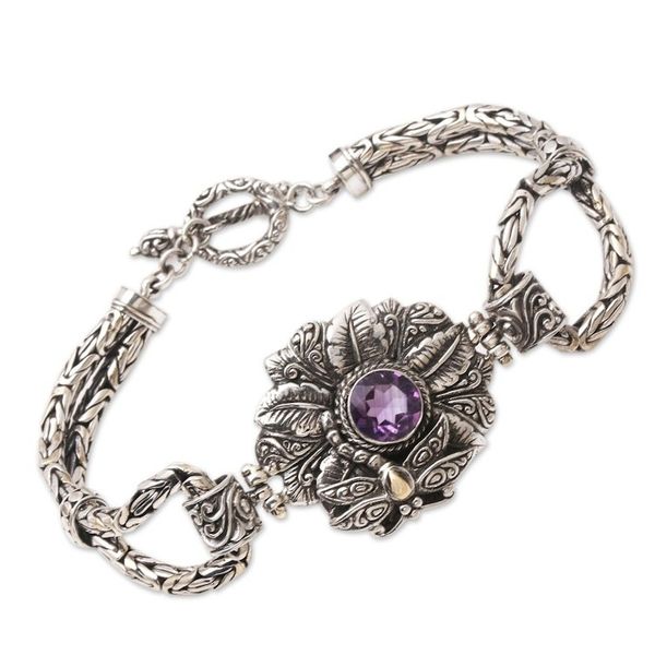 Alternate image for Gold-Accented Amethyst Pendant Bracelet Royal Dragonfly