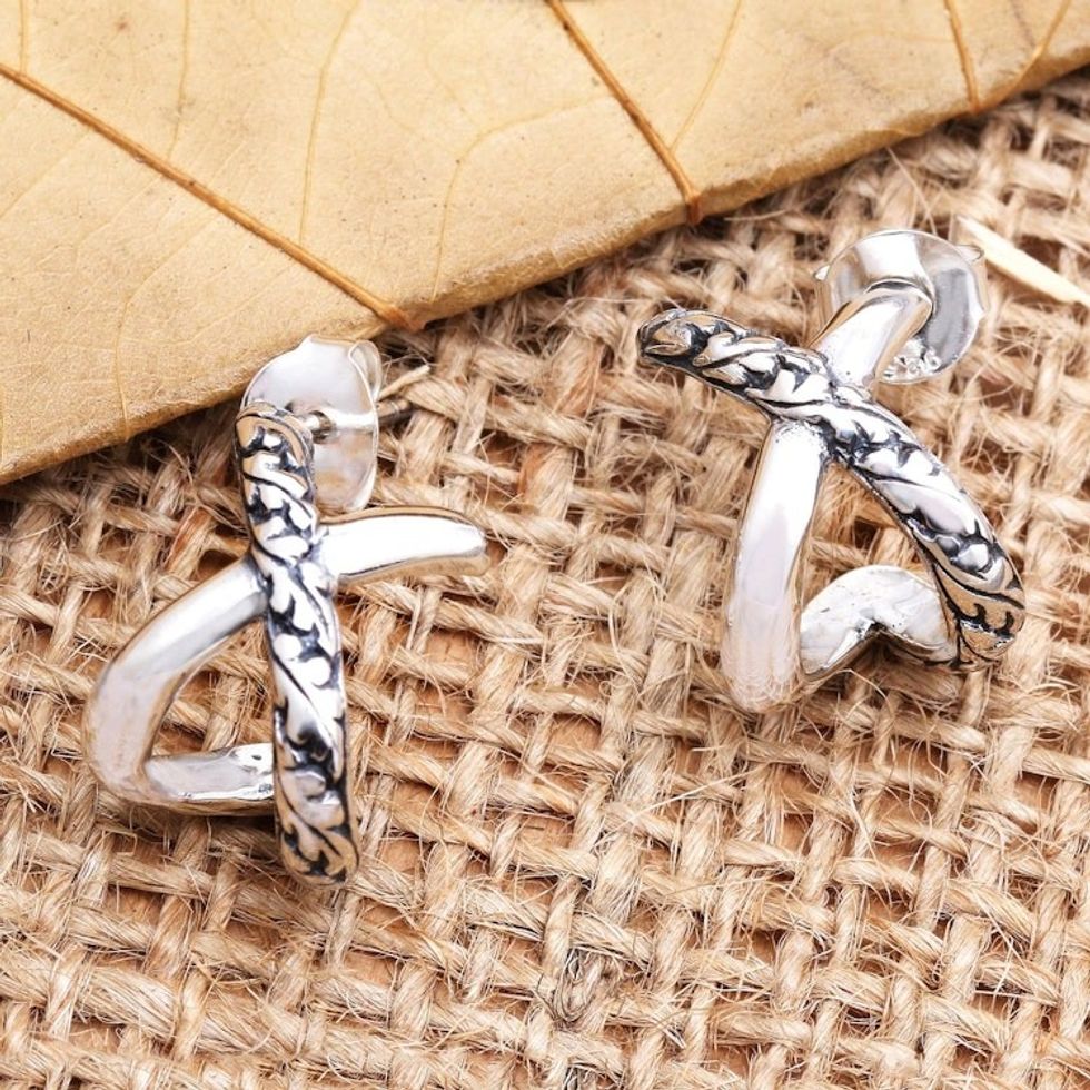 Handmade Sterling Silver Drop Earrings 'Growing Gardens'